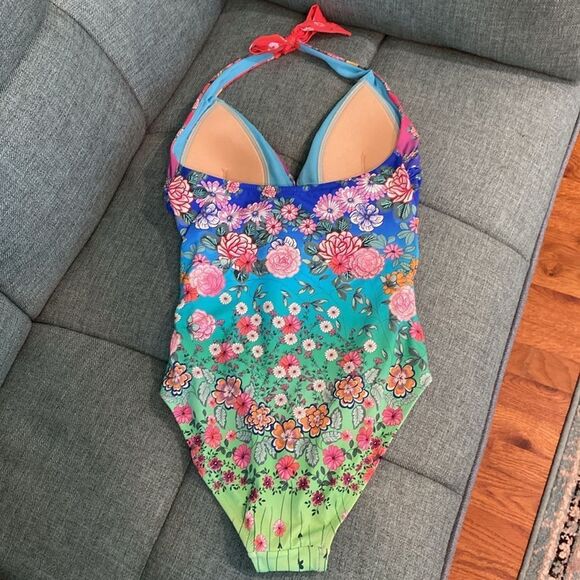 NWT JOHNNY WAS RAINBOW TWIST KEYHOLE ONE PIECE - Picture 8 of 11